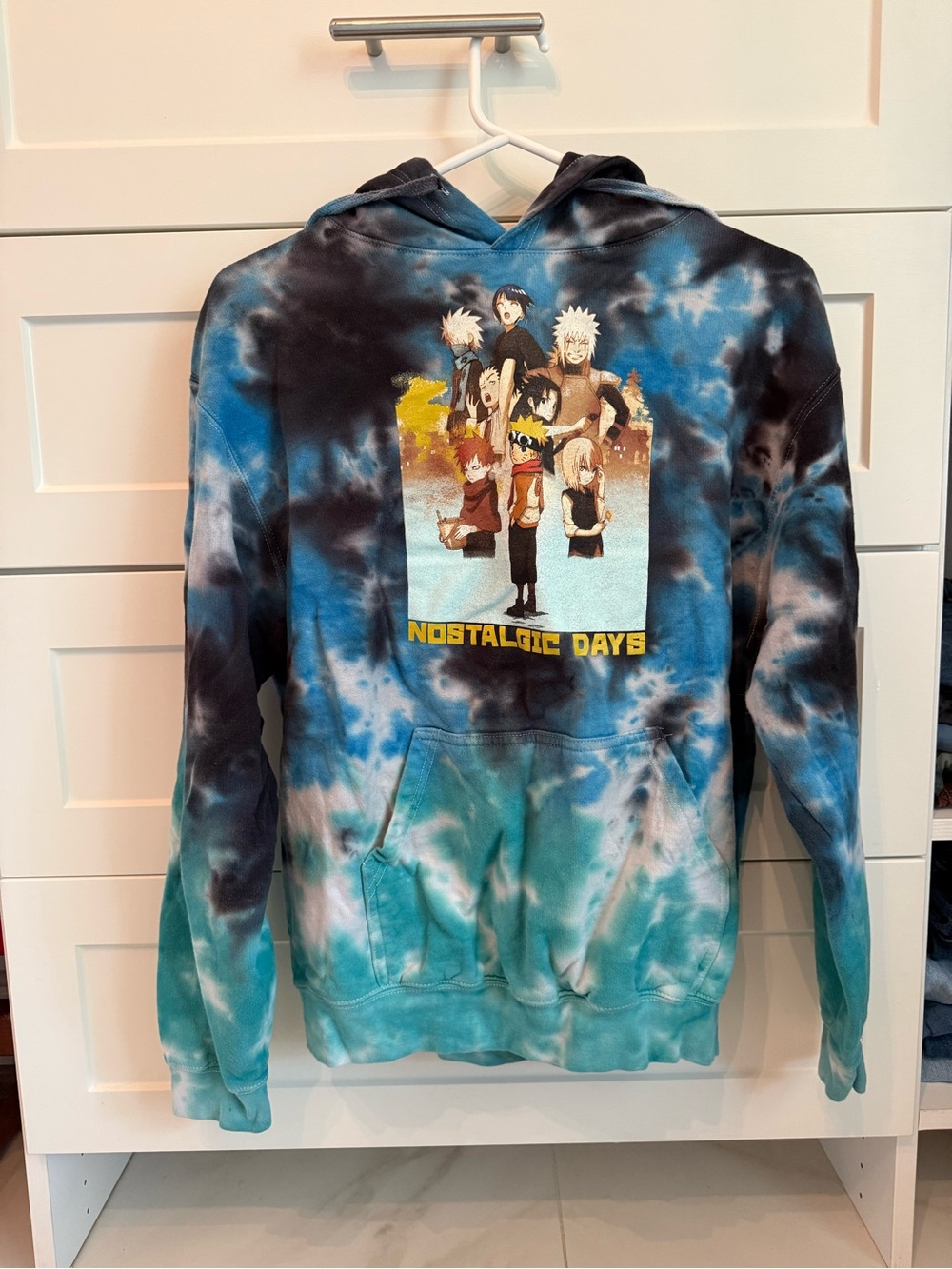 Nostalgic Days Tie-Dye Hoodie - Blue/Black/Teal